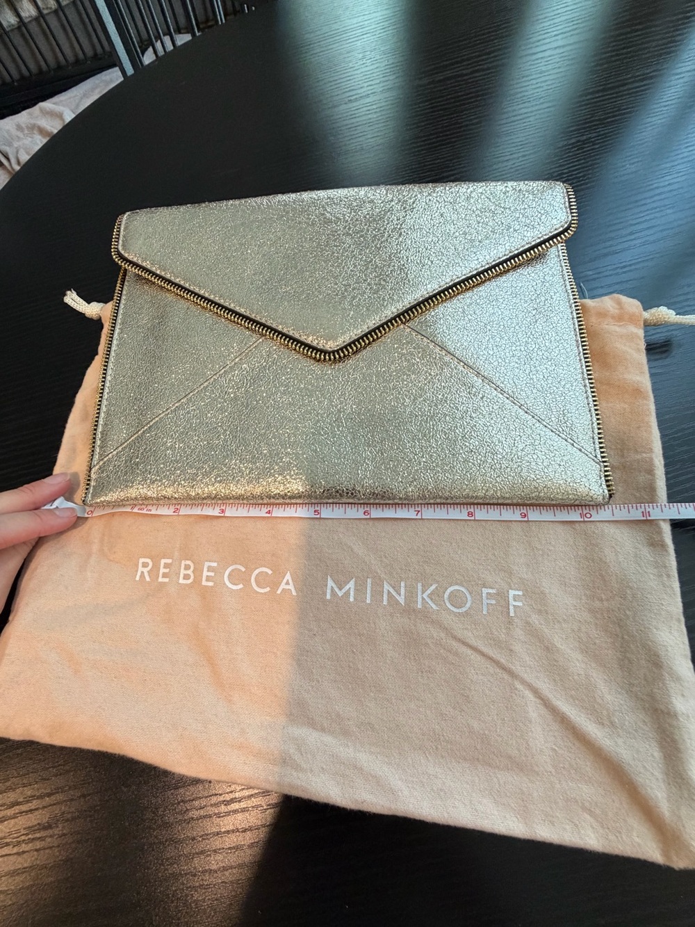 Rebecca Minkoff Gold Metallic Envelope Clutch - Picture 2 of 5